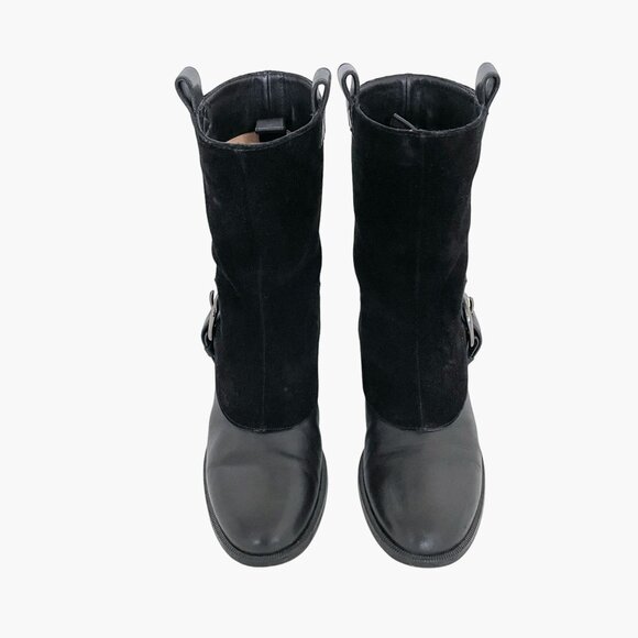 Christian Louboutin Cozak Boots EU 36 US 6 Black Suede Leather Buckle Riding - Picture 2 of 14